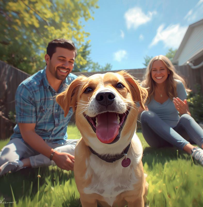 Family and dog enjoying time outdoors